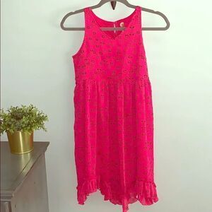 Total Girl | Girl’s pink sleeveless heart and kitty print ruffle hem dress 14